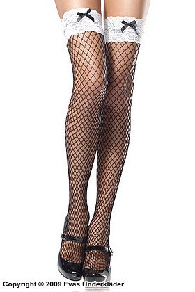 French maid, thigh high stay-ups, net, lace edge, bows